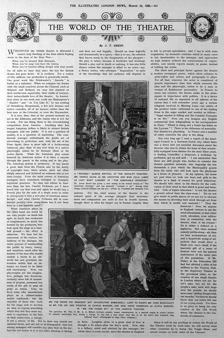 world of the theatre mar 13th 1920